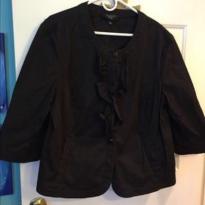Talbots Black lite jacket. Cropped. Ruffles